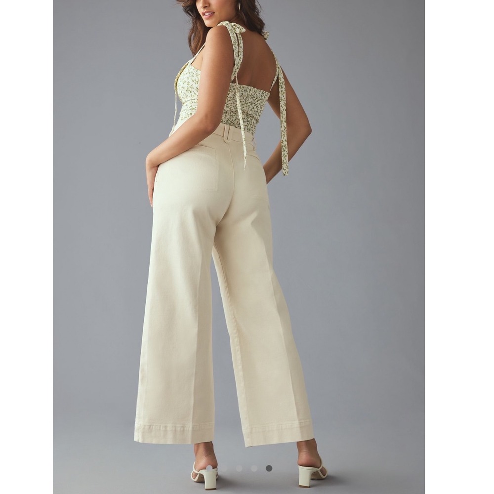 Pilcro Anthropologie Skipper twill  High-Rise Crop Wide Leg Jeans Cream 28 29 - Picture 4 of 16
